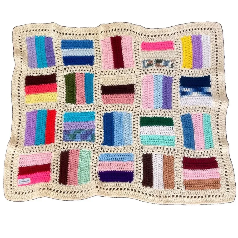 Handmade Crochet Patchwork Lap Blanket Throw Afghan Cottage Farmhouse 41.5